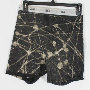 VTG WONDERBRA ATHLETIC BIKER SHORTS WOMAN SIZE LARGE BLACK TIE DYE LOGO BAND